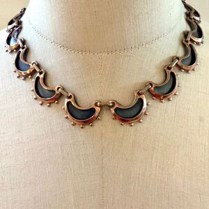 Renoir Vintage Copper Necklace – Modernist Crescent Link Design